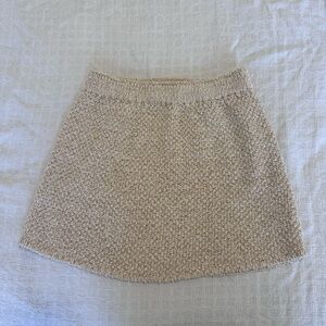 H&M Beige Bouclé Knit Mini Skirt w/ Gold Thread (XS)
